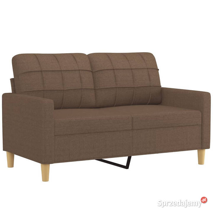 2osobowa sofa z poduszkami brązowa 120 tkanina