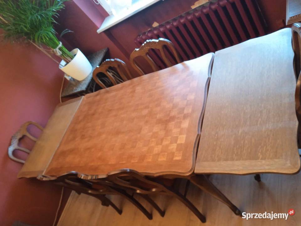 Stół dębowy rozkładany 6 krzeseł Przeźmierowo