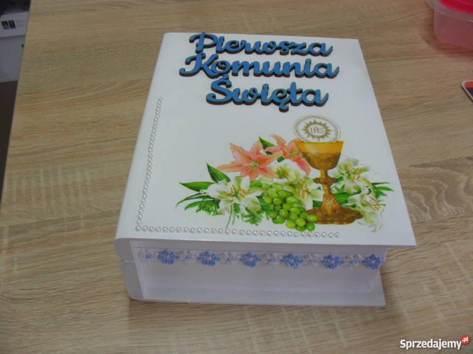 Pudełko szkatułka księga decoupage I Komunia Bochnia