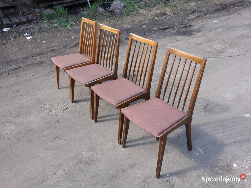 Krzesła Hałas typ 200157 komplet 4 sztuki PRL