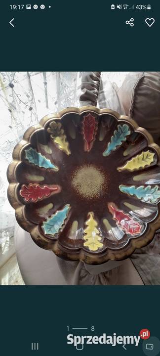 Piękny talerz duży brązowy kolorowe liscie Maków Mazowiecki