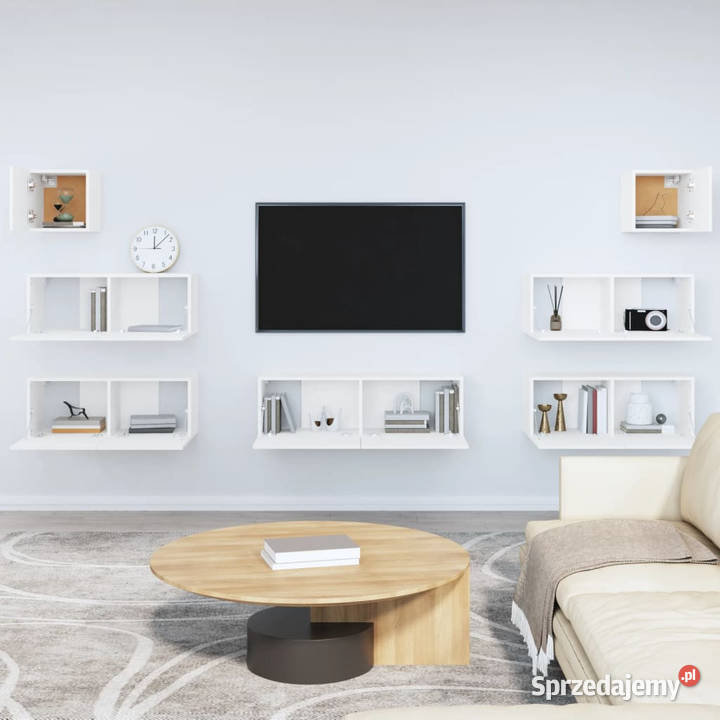 Zestaw 7 szafek TV Biały materiał drewnopochodny Warszawa