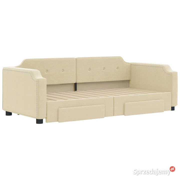 Sofa rozsuwana z szufladami kremowa tkanina Warszawa