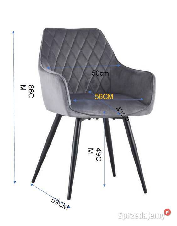 Szare Krzesło Tapicerowane Caro Wysyłka 24H 86cm Stoły, krzesła, biurka Tarchały Małe