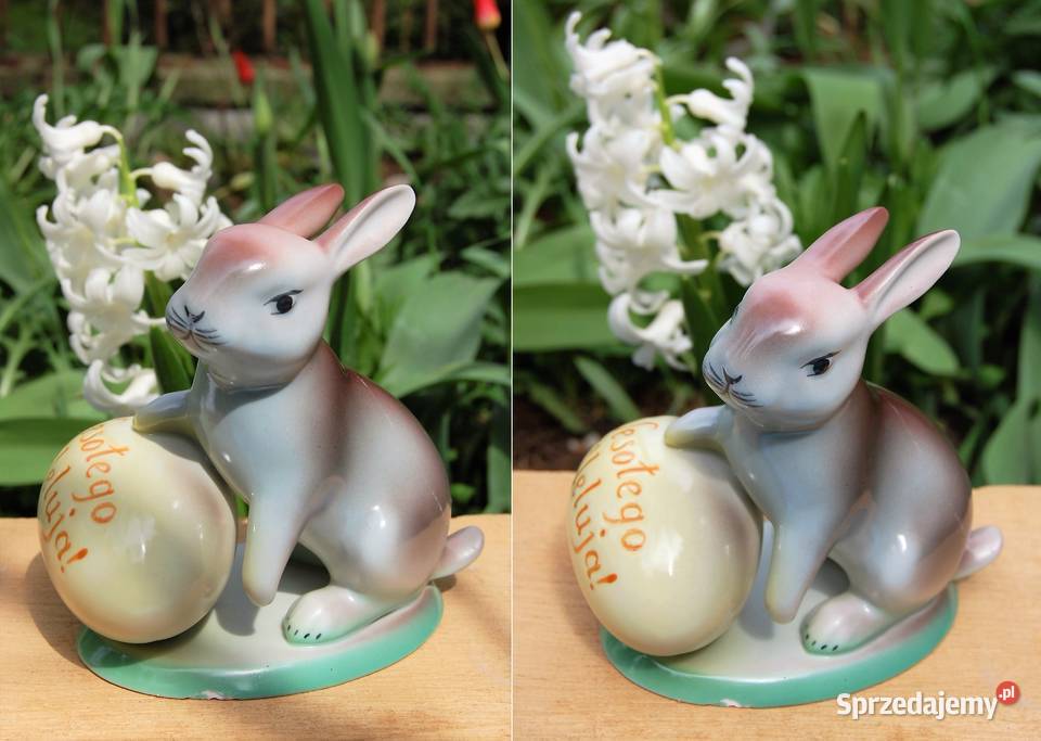 Zając Wesołego Alleluja figurka porcelana Porcelana i szkło