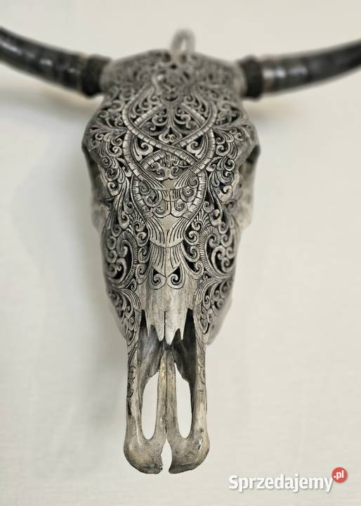 UNIKATRzeźbiona duża czaszka byka rękodzieło Rękodzieło dolnośląskie Wałbrzych