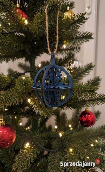 Drewniana Ażurowa Bombka 3D Śnieżka Śnieżynka