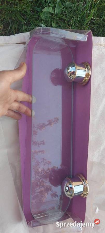 Półka szklana łazienkowa z uchwytem