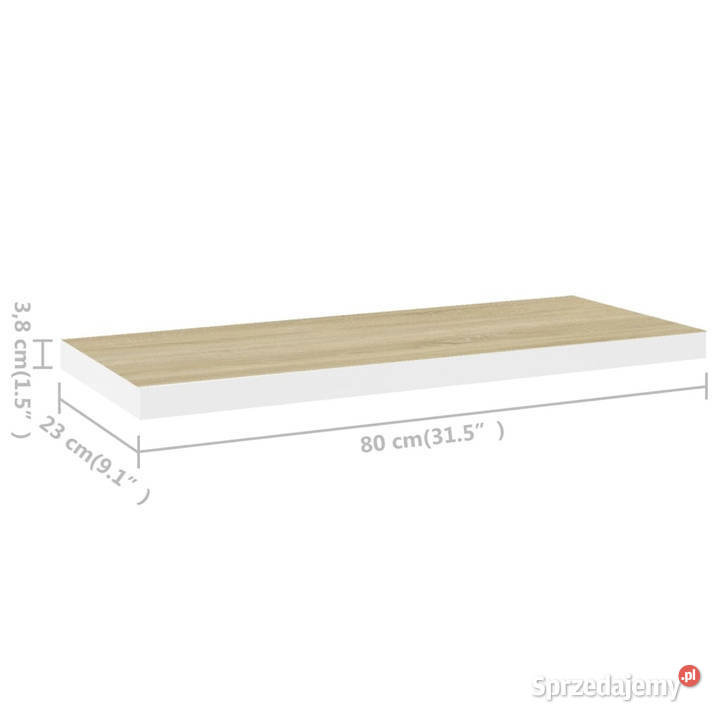 Półki ścienne 4 dębowobiałe 80x235x38 MDF Warszawa