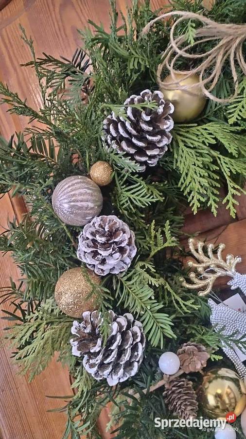 Wieniec wianek żywy podkład 60 biel złoto sprzedam