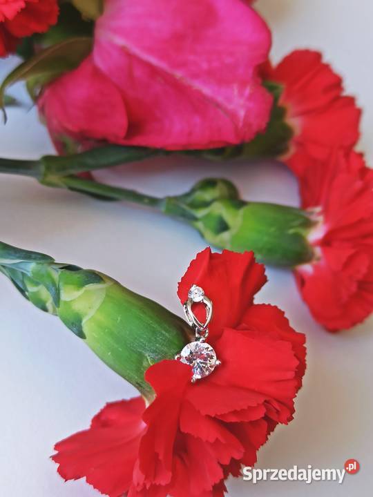 Zawieszka okrągłe oczko delikatna cyrkonia biała srebrne mazowieckie Warszawa