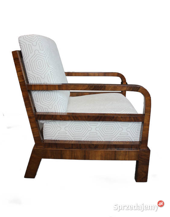 Unikatowy polski fotel art deco w orzechu kujawsko-pomorskie Zielonka