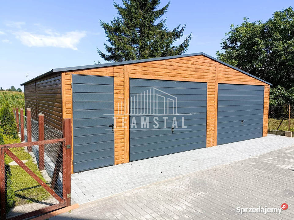 GARAŻ BLASZANY 8m x 7m dwuspad 2x Brama drzwi pomorskie Gdańsk