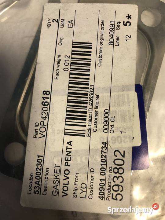 USZCZELKA TURBINY VOLVO PENTA DIESEL D6 D7 Piła