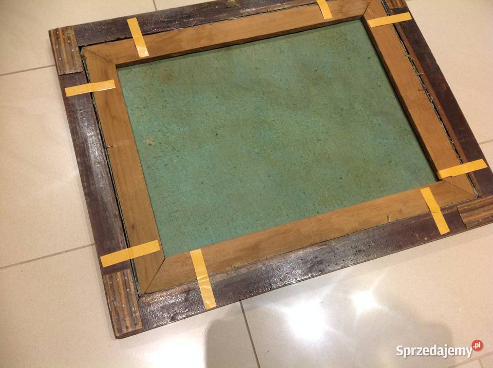 Stary Obraz Olejny w Drewnianej Zdobionej Ramie Nowa Sól