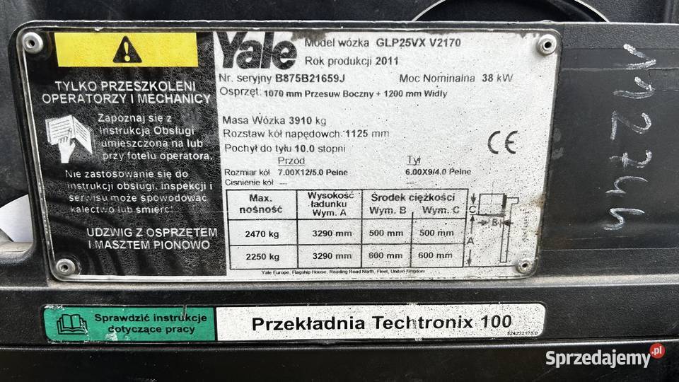 Wózek widłowy YALE GLP25VX Wózki widłowe Wrocław