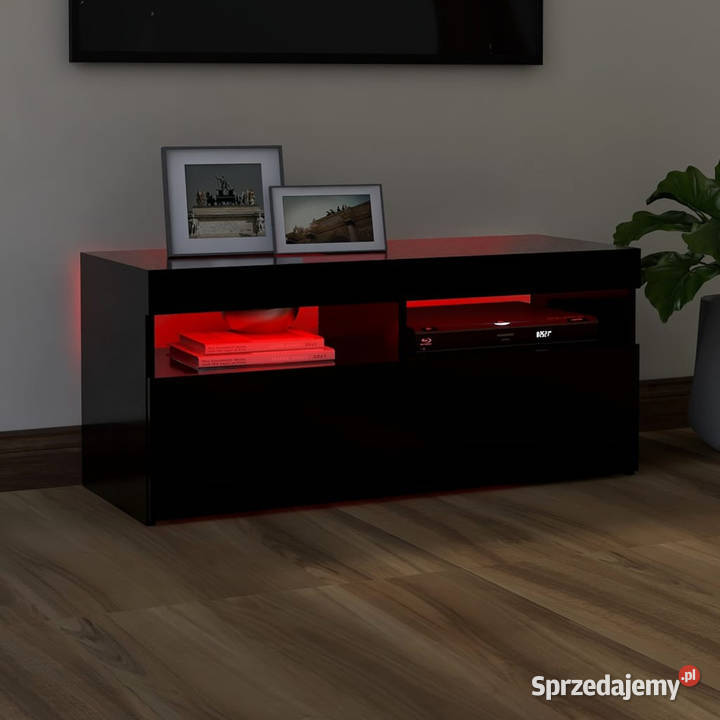 Szafka pod TV z oświetleniem LED czarna 90x35x40 Warszawa
