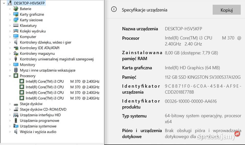 MSI Laptop CR720 173 MS1736 Intel Core i3 Kudowa-Zdrój sprzedam