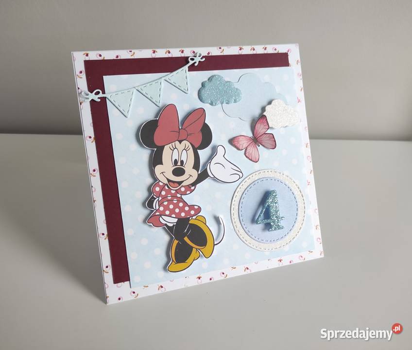 Kartka urodzinowa ręcznie robiona Myszka Minnie