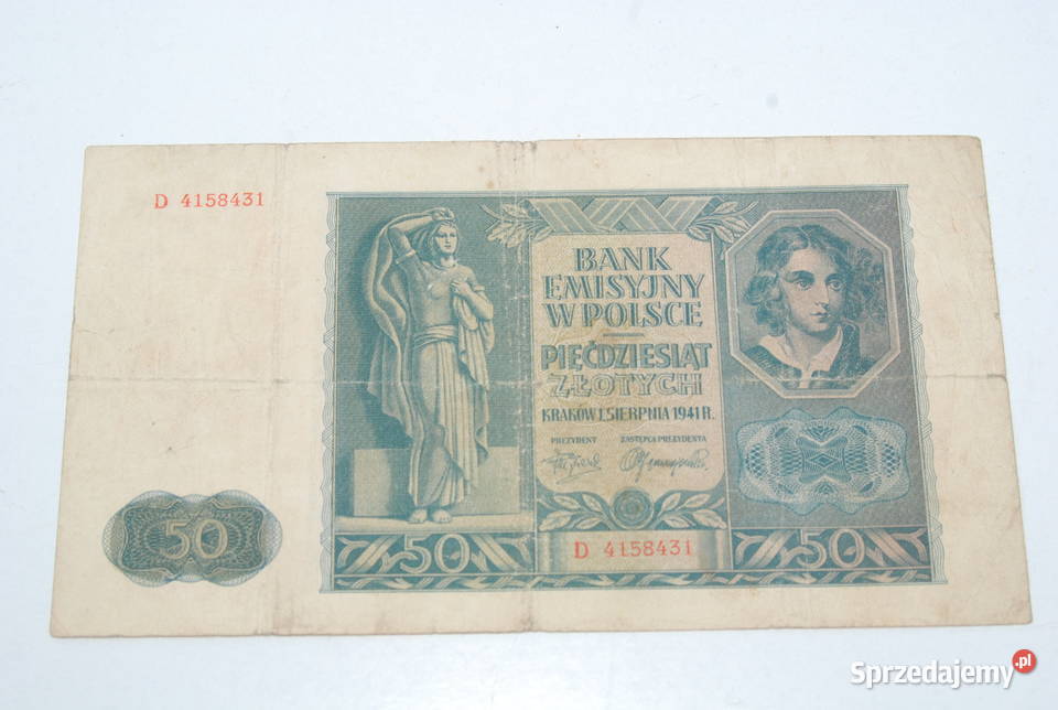 Stary banknot 50 złotych 1941 antyk unikat śląskie