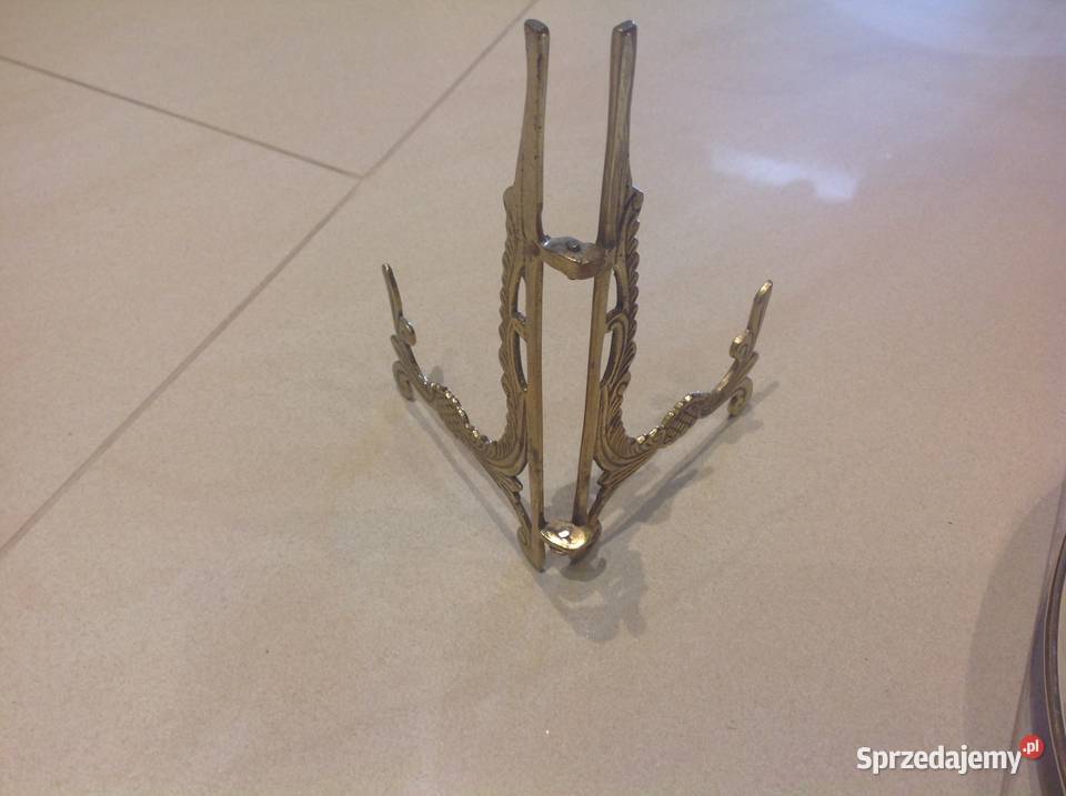 Mosiężny Stojak pod Talerz Dekoracyjny STARY lubuskie Nowa Sól sprzedam