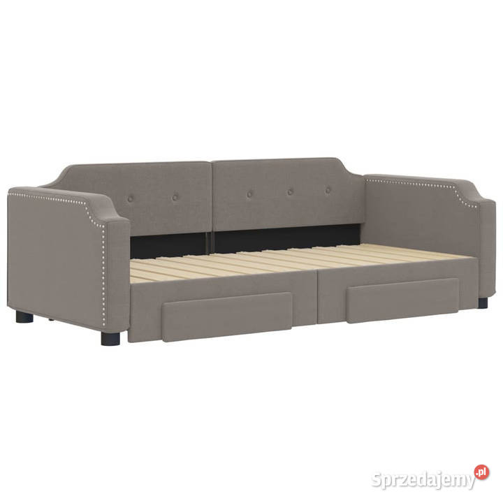 Sofa rozsuwana z szufladami taupe tkanina 90x200 Warszawa