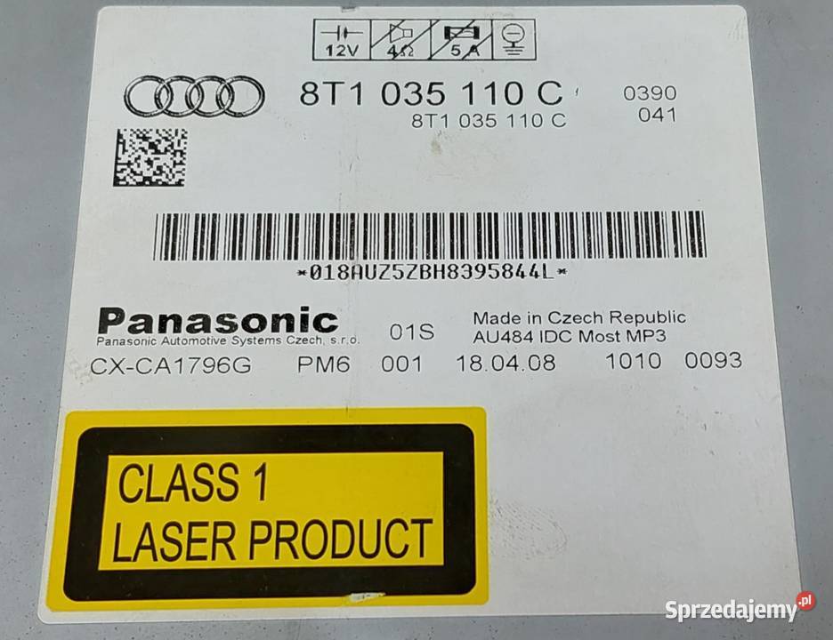 ZMIENIARKA PŁYT CD AUDI A5 8T A4 B8 8T1035110C osobowe Mielęcin