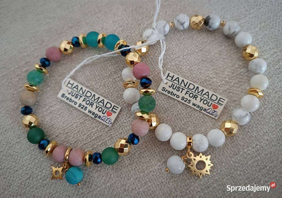 nowe bransoletki kolorowy kamień naturalny srebrne Radzyń Podlaski