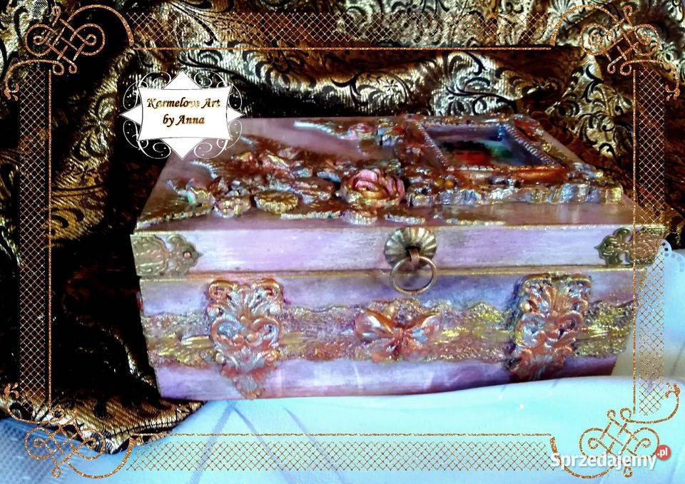 Szkatułka drewniana decoupage rękodzieło prezent Warszawa