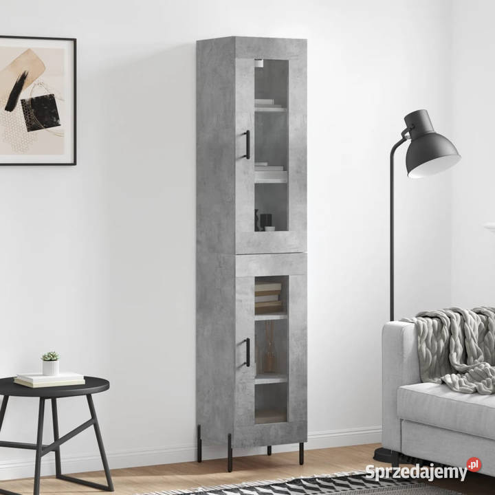 Wysoka szafka szarość betonu 345x34x180 Warszawa