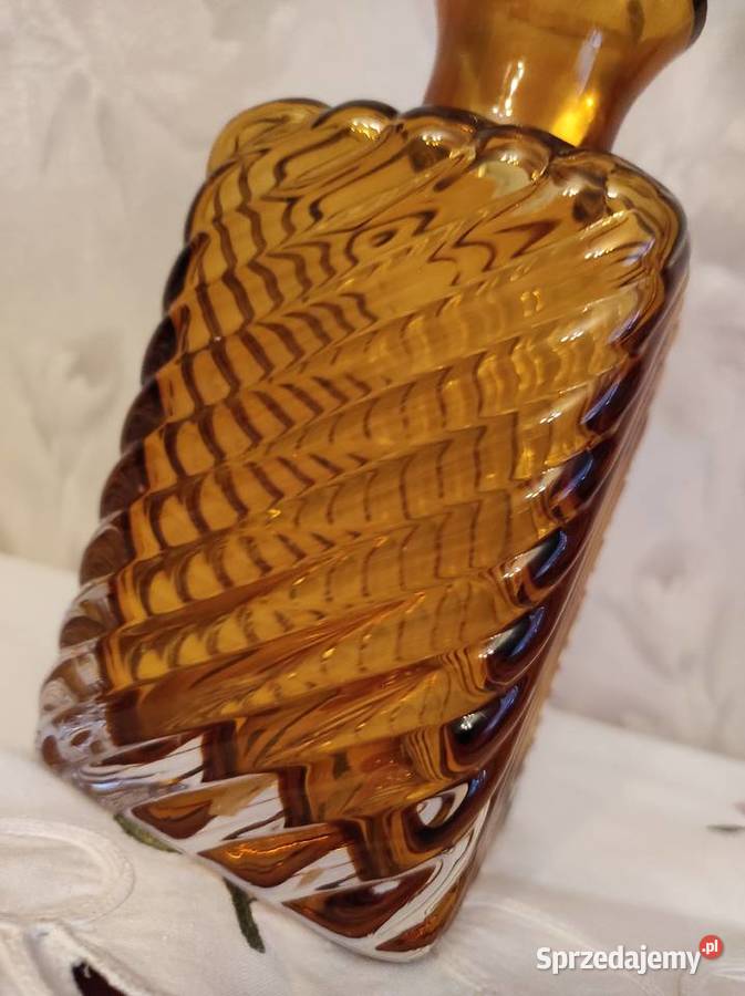 Karafka kryształowa grube miodowe szkło NOWA Antyki, Sztuka, Kolekcje podlaskie Białystok