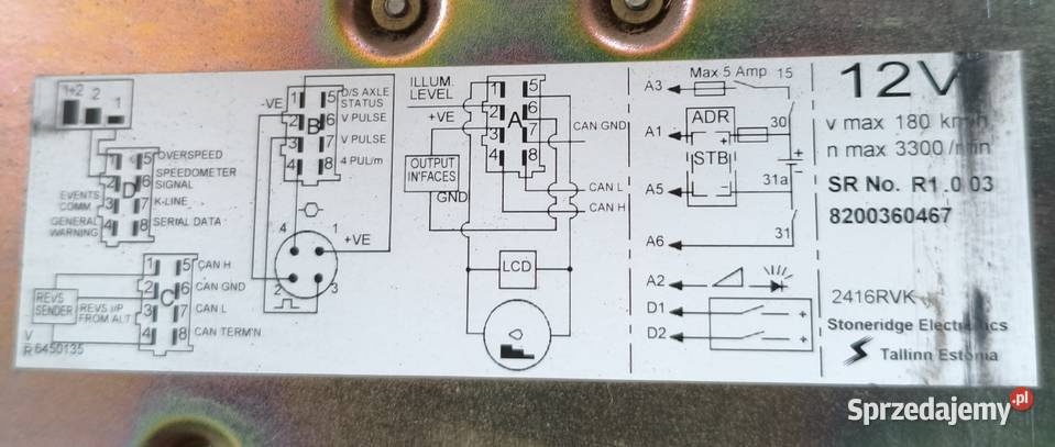 Tachograf analogowy szuflada Rok produkcji 2004 Lutomiersk