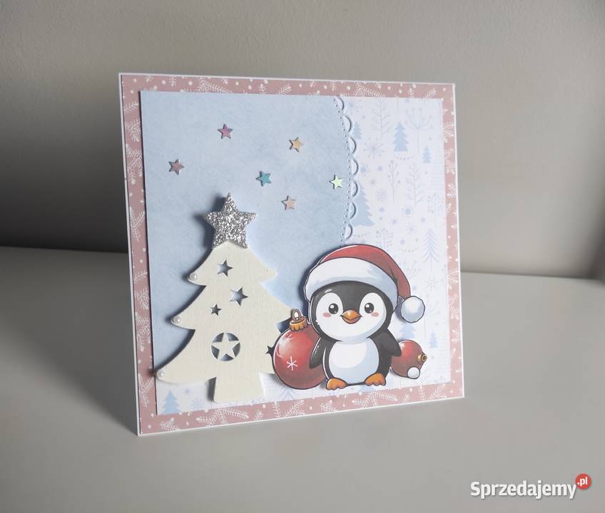 Kartka świąteczna ręcznie robiona na Boże Łódź