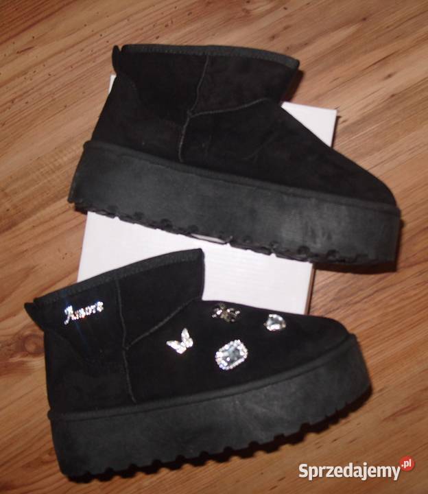 krótkie kozaczki śniegowce z cyrkoniowymi Rawicz