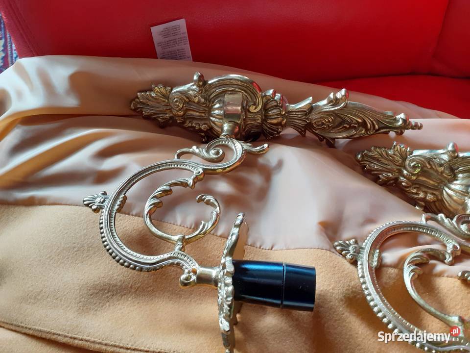 Dwa złote mosiężne kinkiety