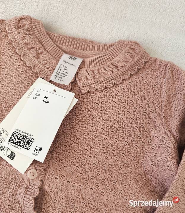 Komplet HM 68 bawełna brudny róż kardigan sweter zachodniopomorskie Szczecin
