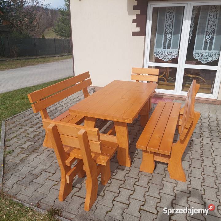 MEBLE OGRODOWE DREWNIANE PARKOWE ZESTAW GAZDA Zestawy mebli ogrodowych Jordanów