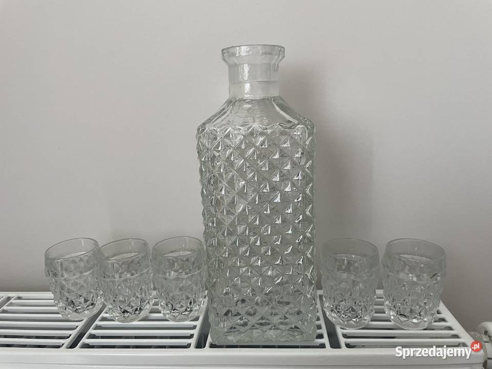 Ząbkowice karafka i kieliszki Porcelana i szkło pomorskie Pruszcz Gdański