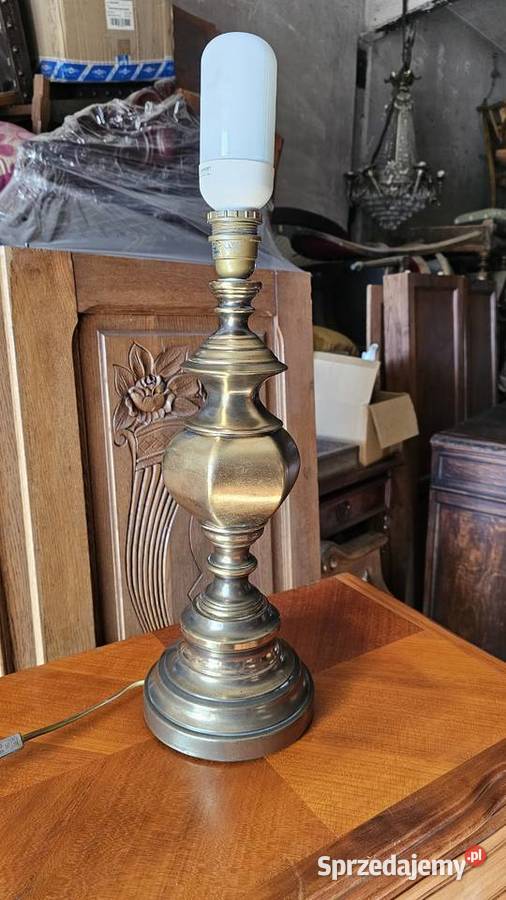 Lampa stołowa vintage ozdobna z abażurem Wałbrzych