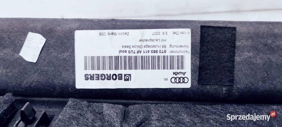 PÓŁKA TYLNA TYŁ AUDI A5 8T COUPE 8T0863411AF Półki tylne Przystajń