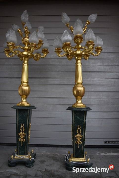 2 x Ogromne Stojące Lampy 12 Kloszy Brąz Złocony Lampy podłogowe Kraków