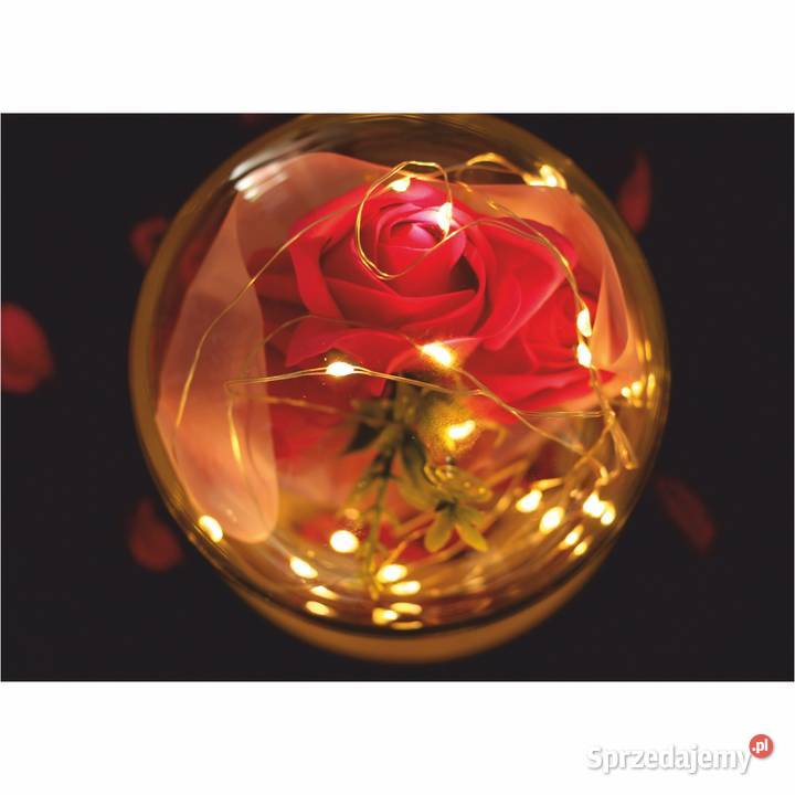 Wieczna róża w szkle led świecąca różowa róża Mikołów