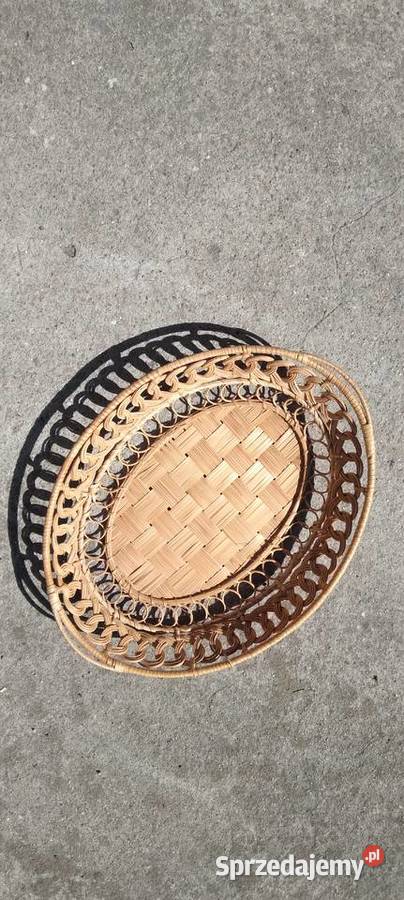 Miska owalna z ratanu 27 x 20 PRL Rękodzieło Koło sprzedam