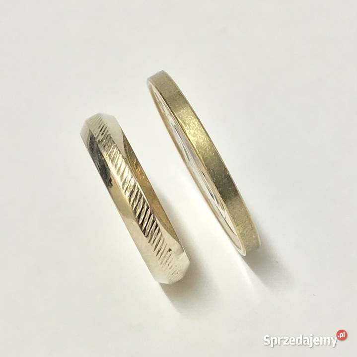 Złota OBRĄCZKA damska 14K zdobiona BIAŁE złoto złote Warszawa