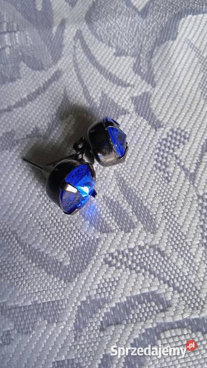 KOLCZYKI NA SZTYFCIE Z KOBALTOWĄ SZLIFOWANĄ Kolczyki