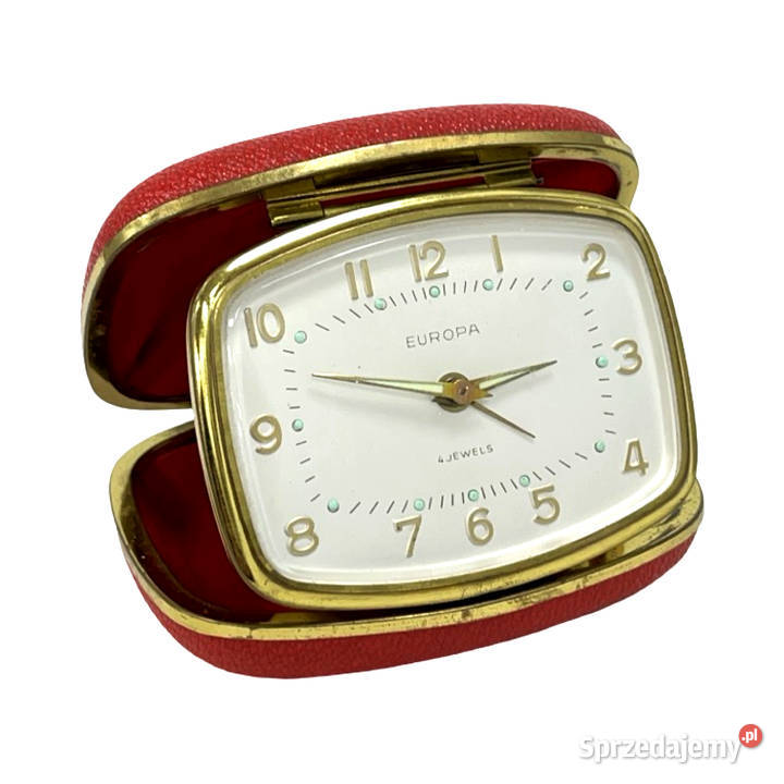 Vintage budzik podróżny EUROPA lata czerwony
