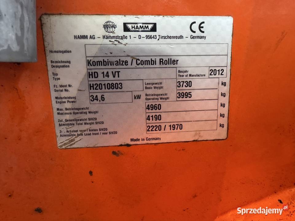 Walec Hamm HD14 VT GumaStal Chojnów