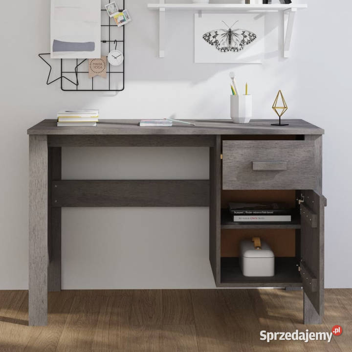 Biurko HAMAR jasnoszare 113x50x75 lite drewno mazowieckie sprzedam
