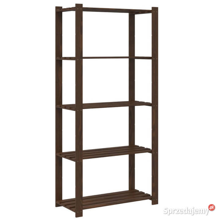 Regał z 5 półkami brązowy 80x38x170 lite drewno