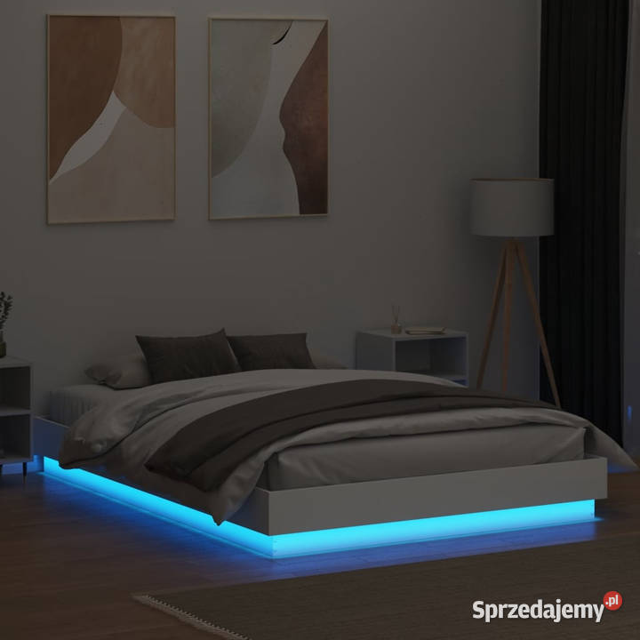 Rama łóżka z oświetleniem LED biała 160x200 Warszawa